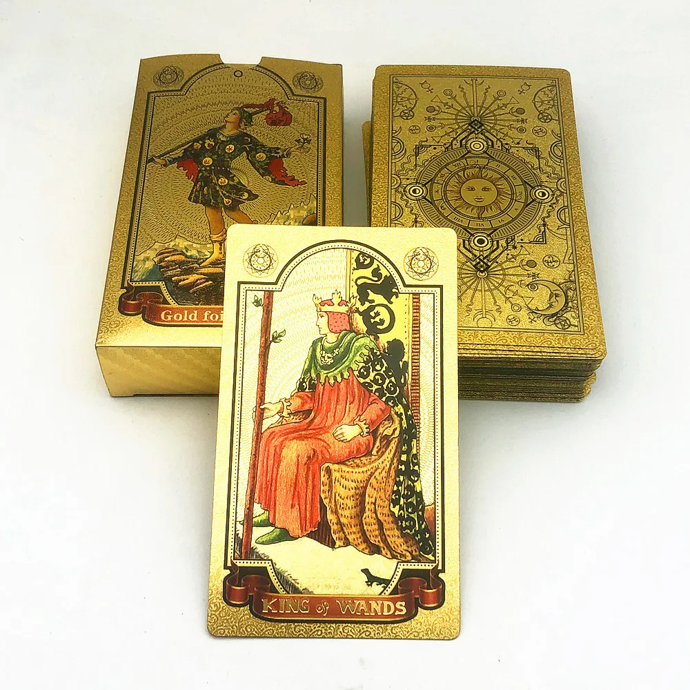 【正規品タロットカード】金縁✨シックで豪華✨神秘的な水晶のゴールド＆黒のデッキ 正規品タロットカード】金縁✨シックで豪華✨神秘的な水晶のゴールド