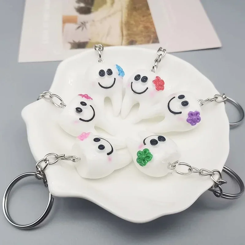 10pcs ทันตกรรมฟันรูปร่างจําลองฟัน Key CHAIN แฟชั่นการ์ตูนน่ารักสาวของขวัญจี้ฟัน Key CHAIN