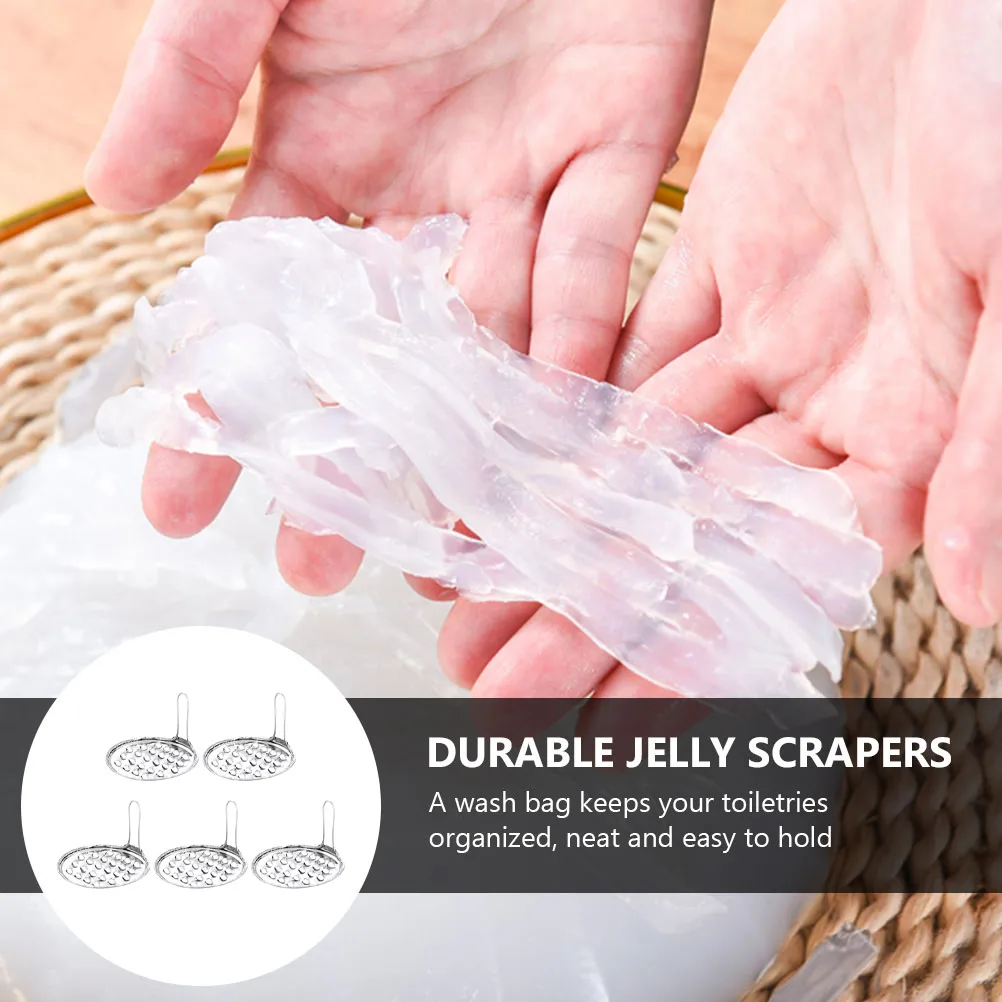 

5 Pcs Snack Stainless Steel Jelly Scraper Tools Scraping Food Making Cold Noodle Scrapers Kitchen