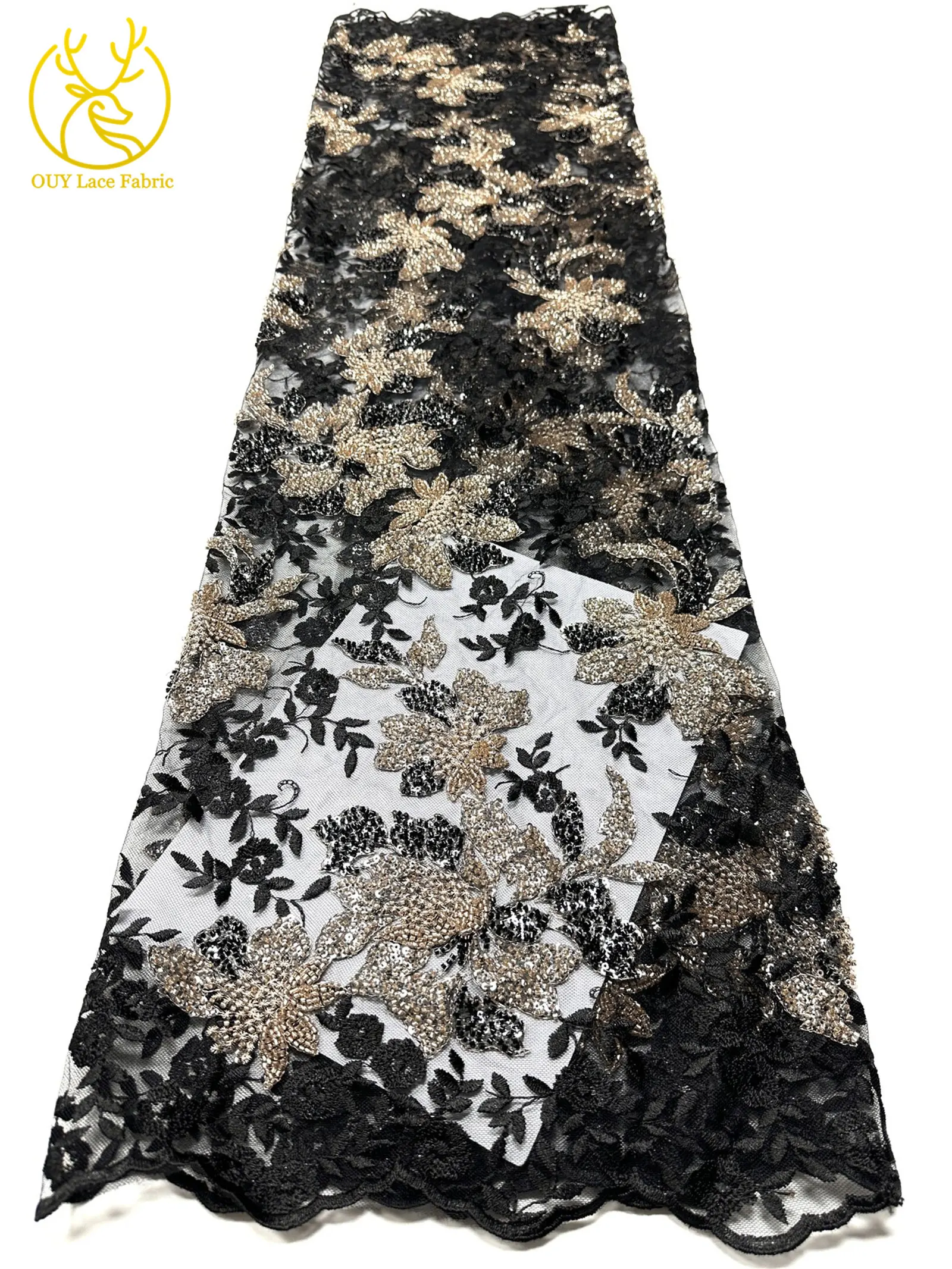 Neues Design Französische Pailletten-Stickerei Spitzenstoff 2026 Hochwertige Afrikanische Perlen-Spitze Nigerianisches Party-Abendkleid Nähzubehör – Detail 17
