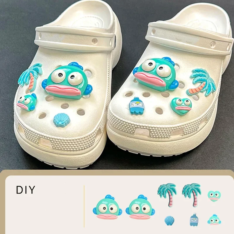 

Fun Cartoon Monster Fish Hole Shoe Charms Decorations Cute Beach Coconut Trees Shoes Buckle DIY 3D Hole Shoe Accessories