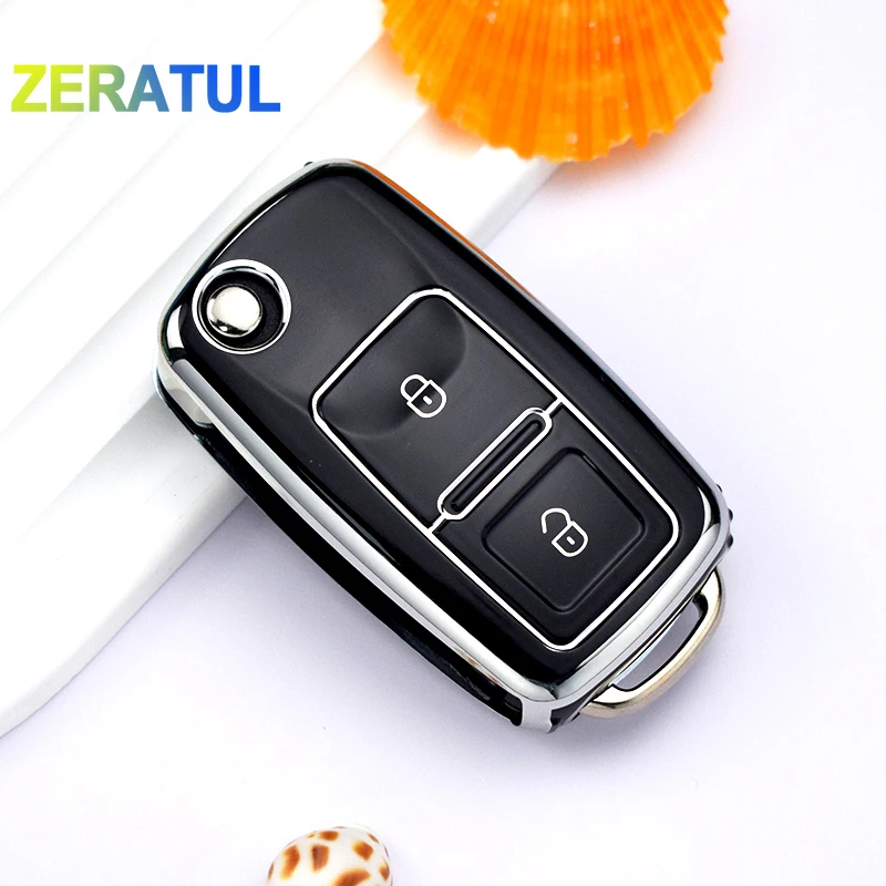 Чехол для автомобильного ключа из ТПУ с 2 и 3 кнопками для VW Volkswagen MK4 Bora Golf 4 5 6 Jetta Passat Polo