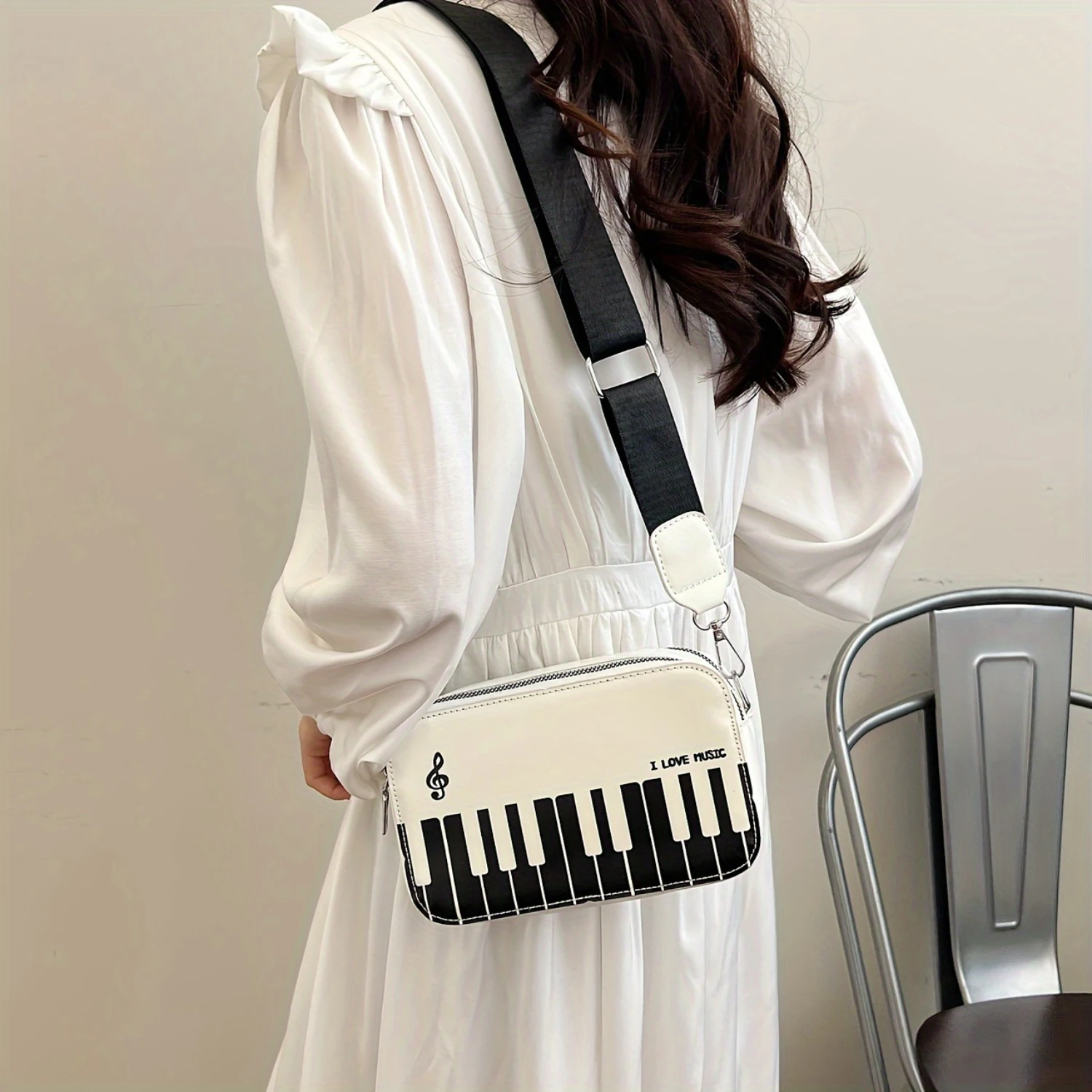 Fashion Keyboard Crossbody Bag with Adjustable Strap