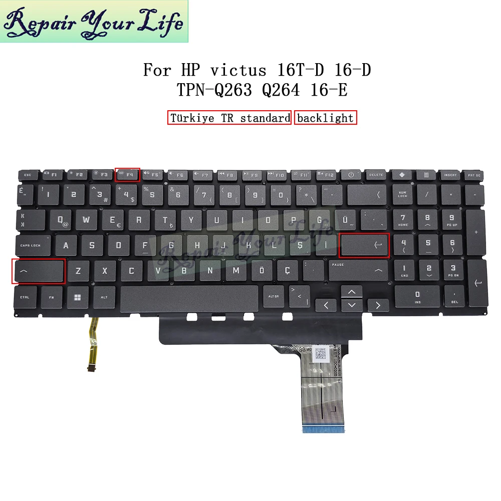 US Turkish Backlit Keyboard for HP Victus 16-D 16-E 16z-e Series 16T-D D0010CA D0013DX d0030nr 16t-d000 16-e0504nw E0085CL