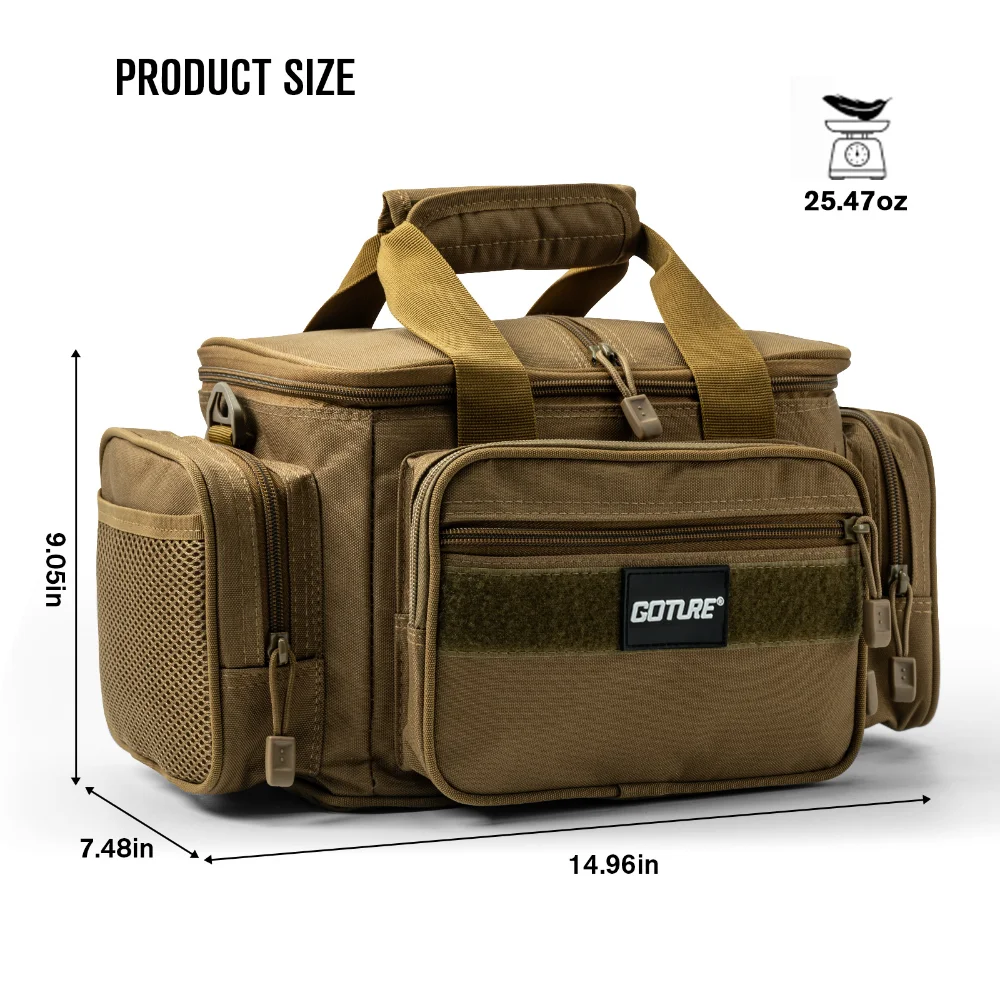 Goture Fishing Tackle Bags 38*23*19cm Shoulder Bag High Capacity 600D Oxford Cloth Outdoor Cycling Backpack Camping Picnic Bag