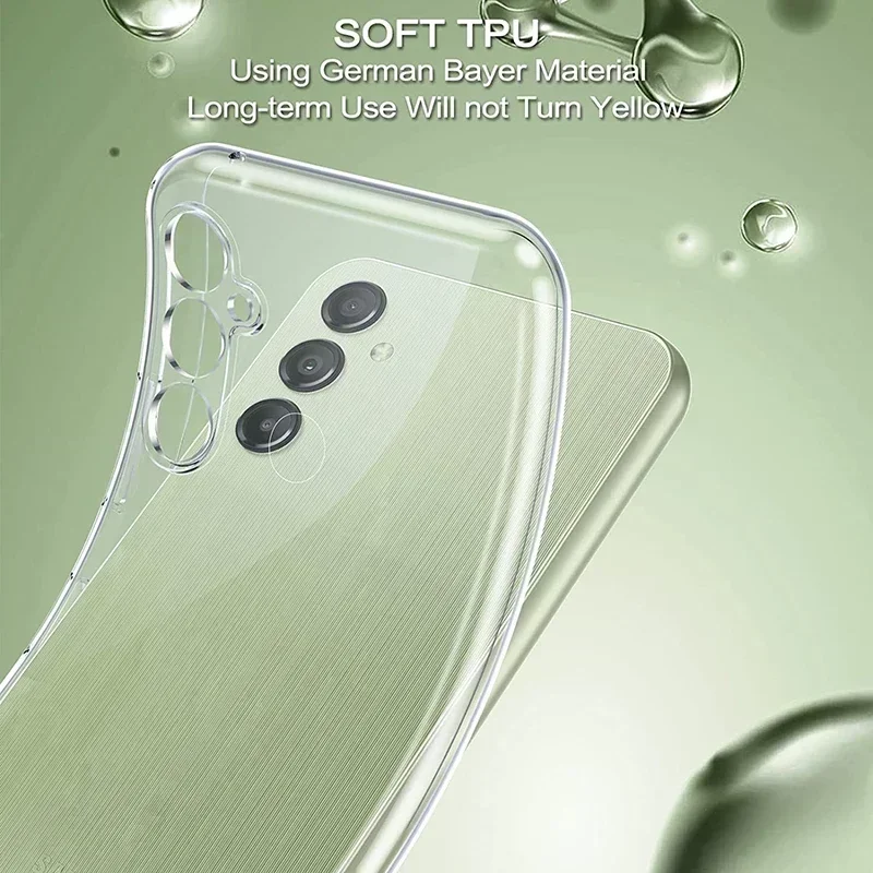 Capa de silicone macia para Samsung Galaxy, proteção completa da câmera, tampa traseira clara, ultra fina, A54, A34, A14, A04S, A04, 5G