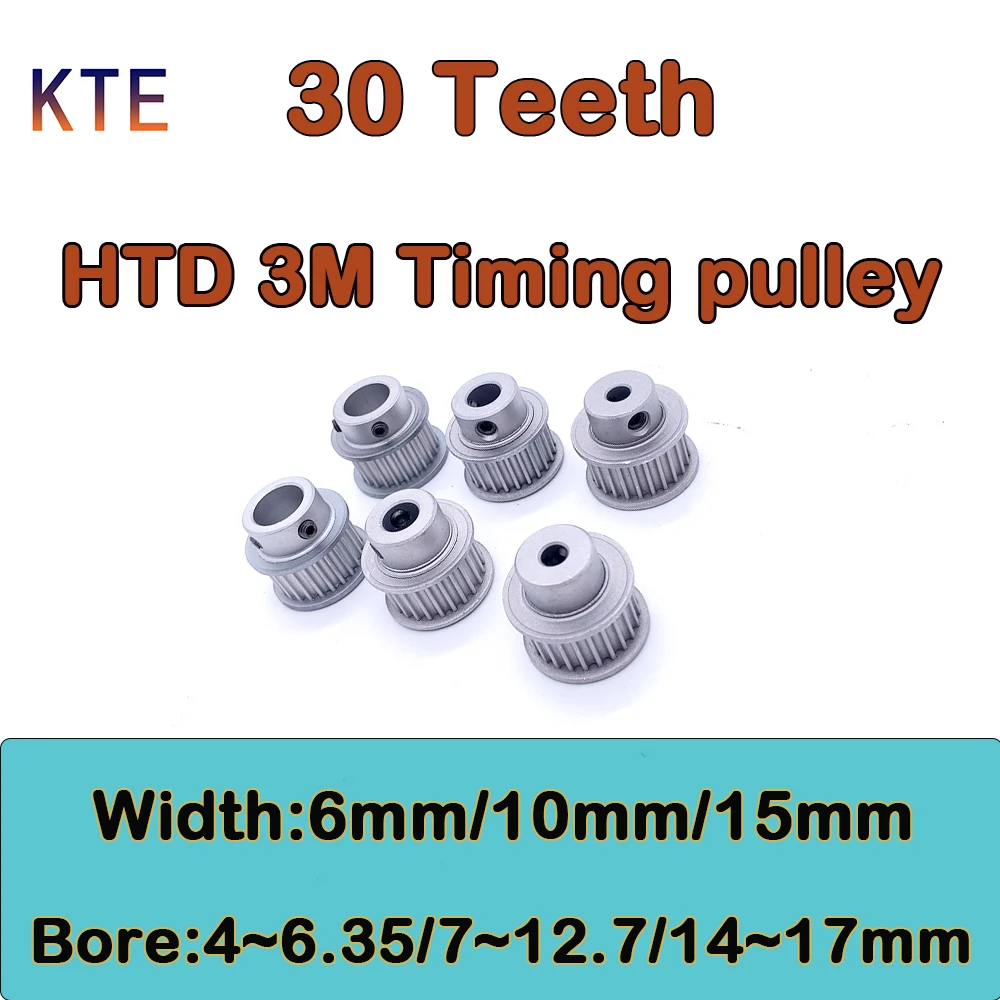 30 Teeth HTD3M Timing Pulley Bore 4 5 6 6.35 7 8 10 12 12.7 14 15 16 17mm  Belt Width 6 10 15mm HTD3M Pulleys Synchronous Wheels