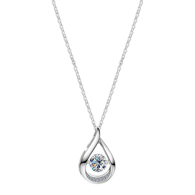

S925 Sterling Silver Dynamic Water Droplet Pendant 0.5ct VVS1 D Color Moissanite Necklace Jewelry Gift for Christmas