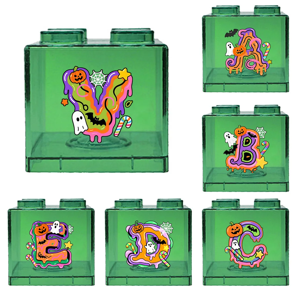 Practical Building Block Shaped Piggy Bank Reusable Transparent Plastic Coin Box Creative Birthday Gift Candy Letter Pattern