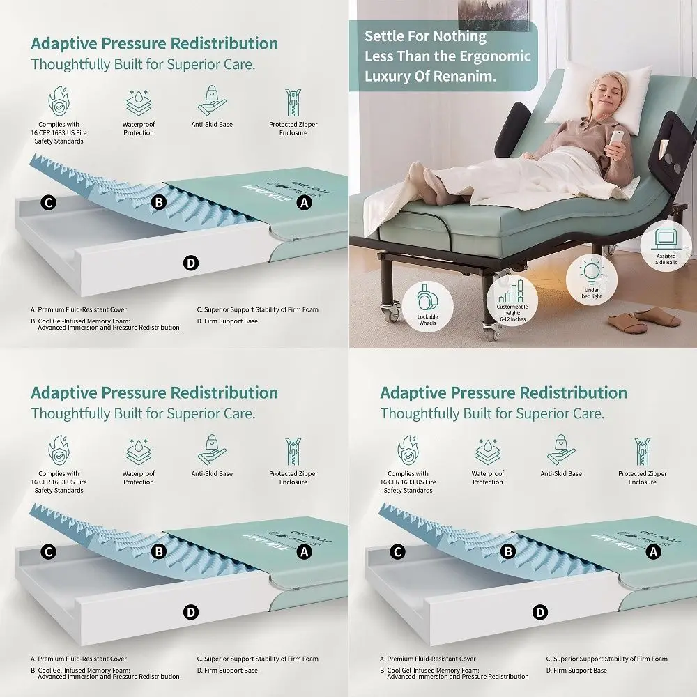 

Queen Adjustable Bed Frame with Massage, Head amp Foot Incline, Wireless Remote, 4 Builtin USB Ports, LED Night Light, 4 Height