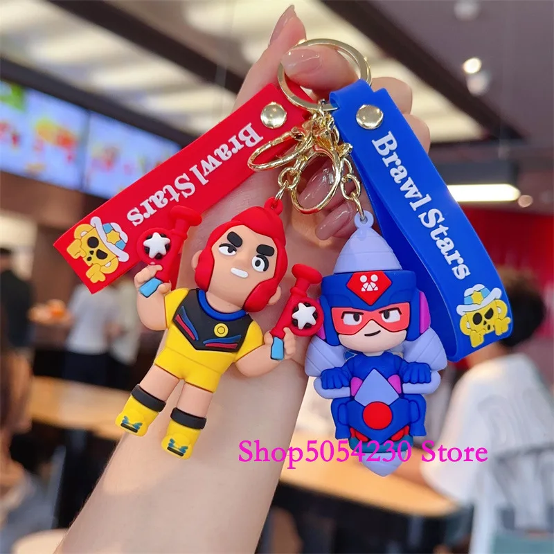 Llavero de silicona con temática del juego Brawl Stars, figuras de anime, anillos para llaves, decoración coleccionable desechable de Leon, amuleto para bolso, Crow