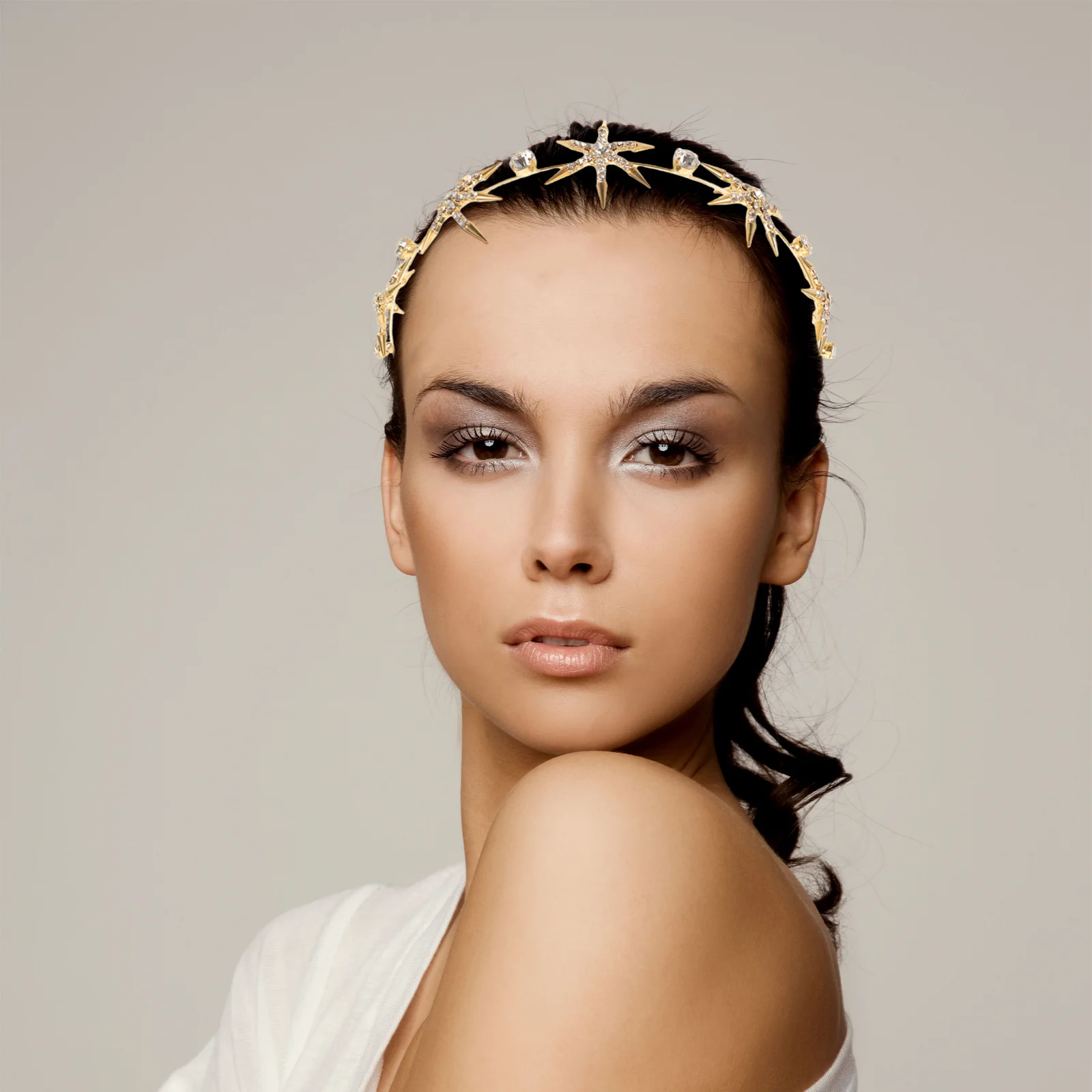 Wedding Headband Star Bridal Hair Piece Rhinestone Five-Pointed Crown Formal Headdress Bride Jewelry Hairband For Bridal