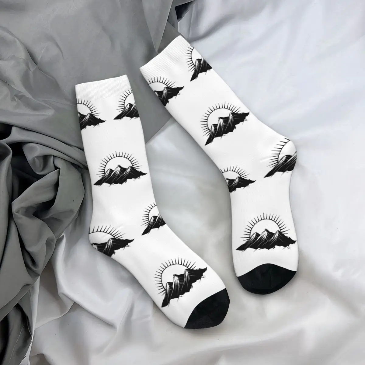 Mountain Sunrise Silhouette Men Women Socks Windproof Novelty Spring Summer Autumn Winter Stockings Gift