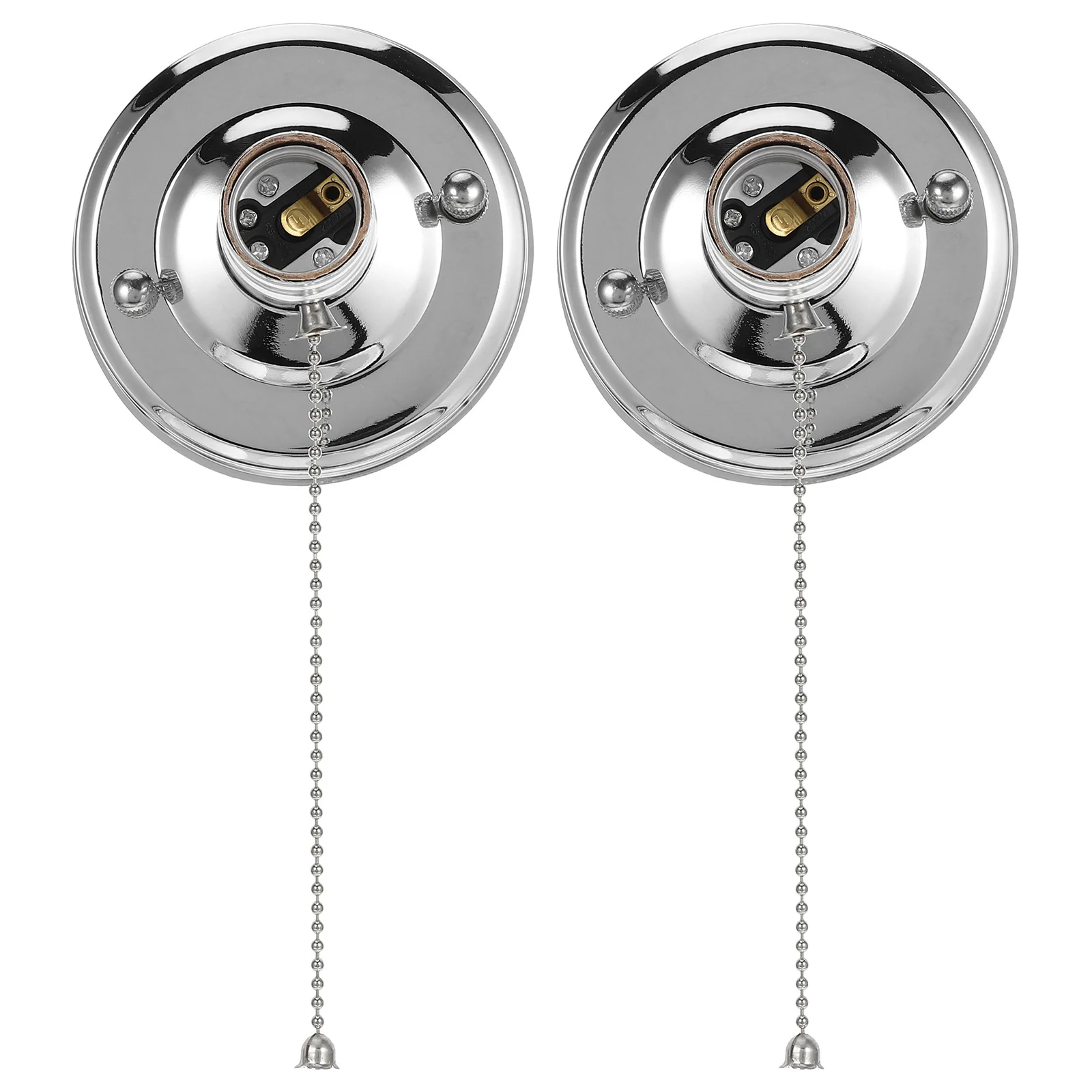 

2pcs Vintage Lamp Holder E27 Screw Socket Pull Chain Switch Diy Wall Ceiling Light Fixture Retro Decor Replacement Parts Pendant