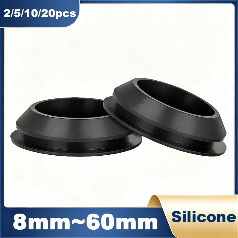 T-type Black Silicone Plug 8mm‑60mm Heat Resistant Dustproof Stopper Rubber High Elasticity Sealing Hole Cover Protector End Cap