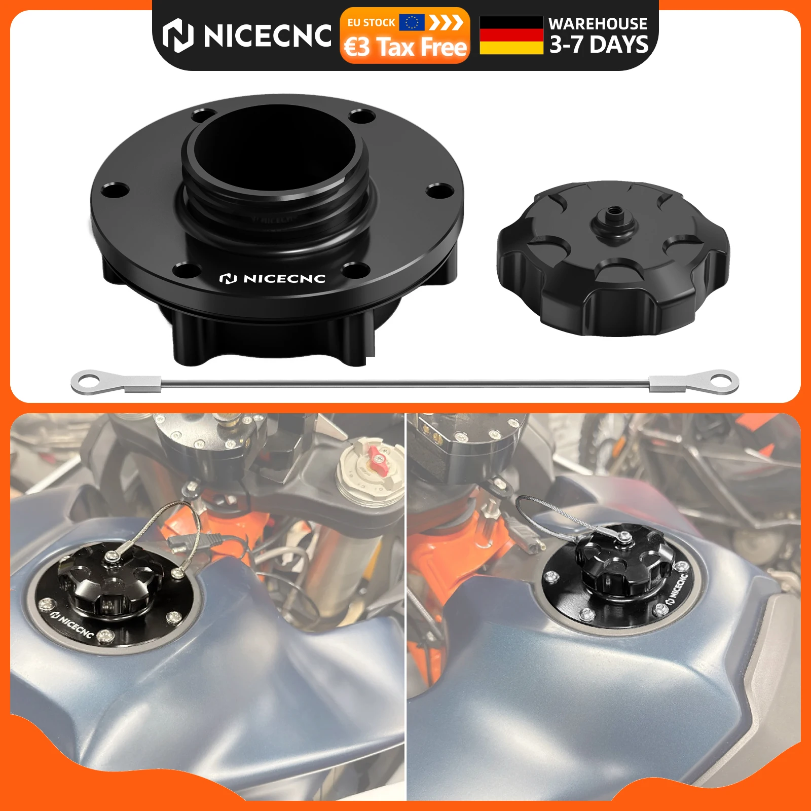 Für KTM 790 890 Adventure R/Rally Tankdeckel aus Aluminium, Motorrad-Tankverschlusskappe für KTM 890 790 Adventure R/S 2019-2023