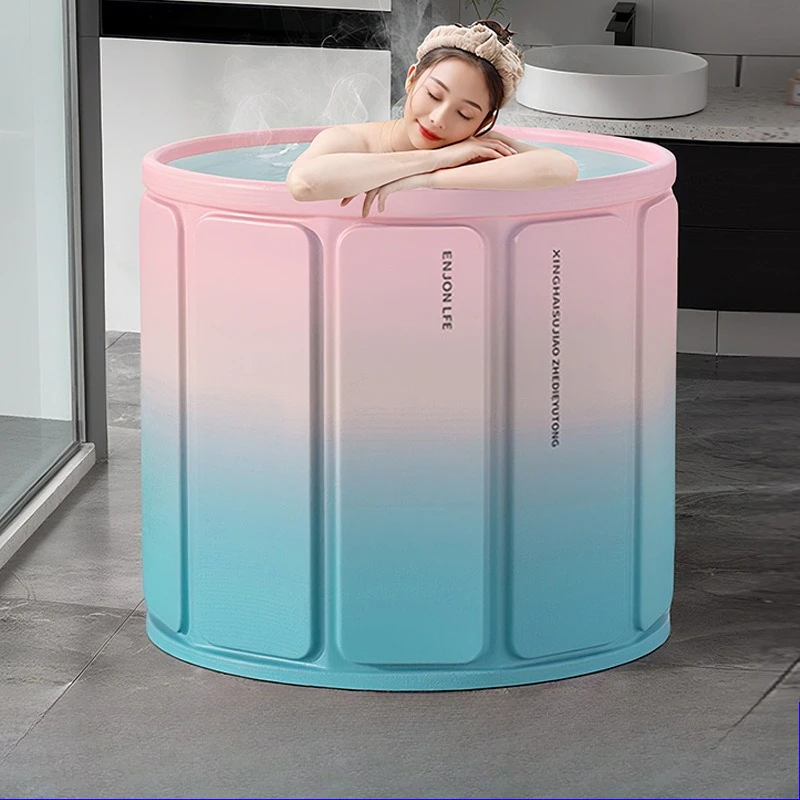 

Portable Foldable Bathtub Large Adult Soaking Tub Home Spa Insulated Thick Fiber Lightweight Travel Easy Setup No Installation