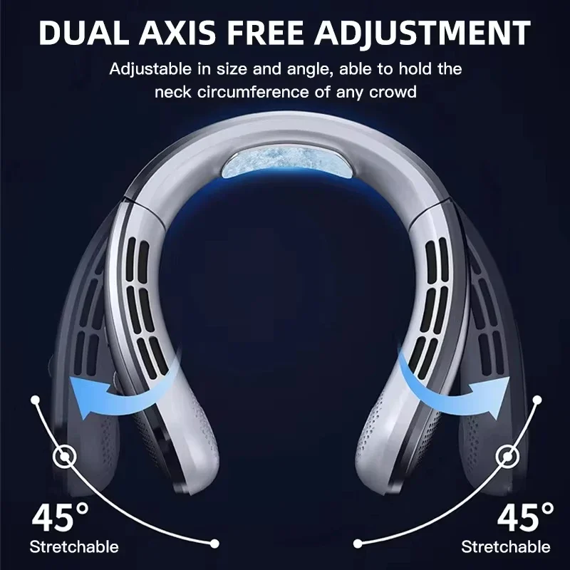 8000mAh معلقة الرقبة مروحة USB المحمولة الخالية من الشفرة صغيرة قابلة للشحن كتم الصوت LED شاشة ديجيتال مراوح كهربائية مبرد الهواء الساخن