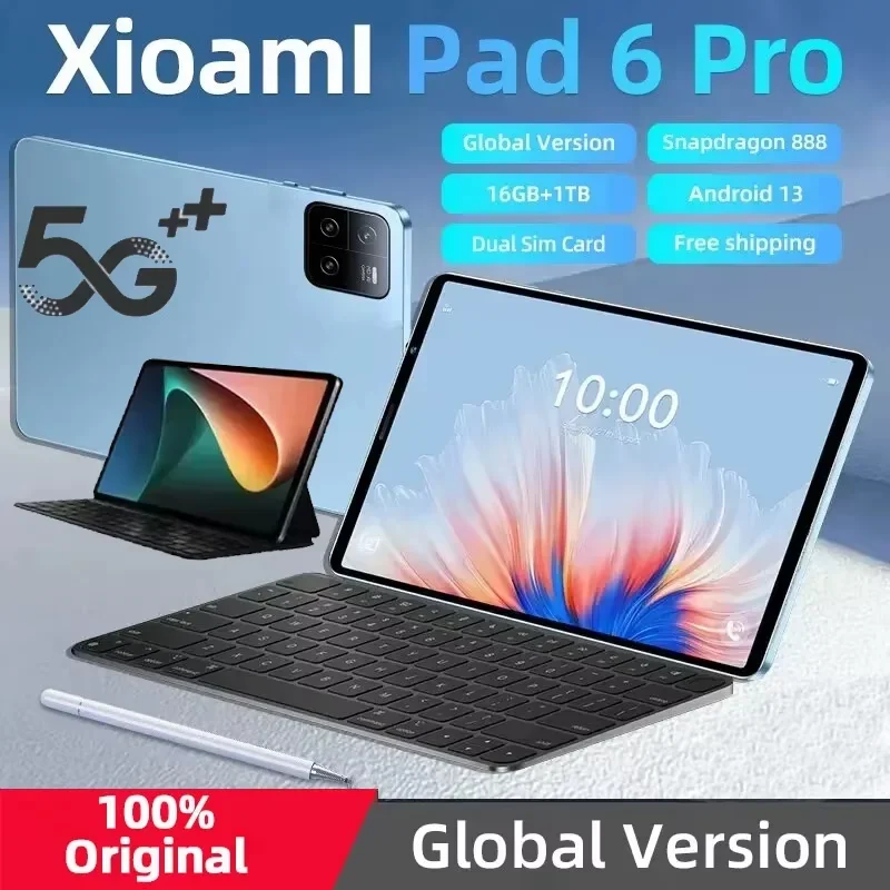 2025 Global Xioami Pad 6 PRO Tablet Android 13 16GB 1TB 11 Inch 10000mAh 5G Dual SIM Call GPS Bluetooth WiFi WPS Tablet PC