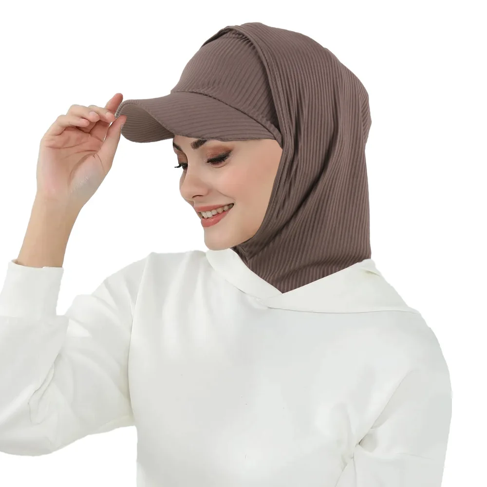 جديد مسلم المرأة جيرسي الحجاب مع قاعدة قبعة كروية الصيف قبعة رياضية جاهزة لارتداء لحظة جيرسي الرياضة الحجاب بونيه عمامة موهير