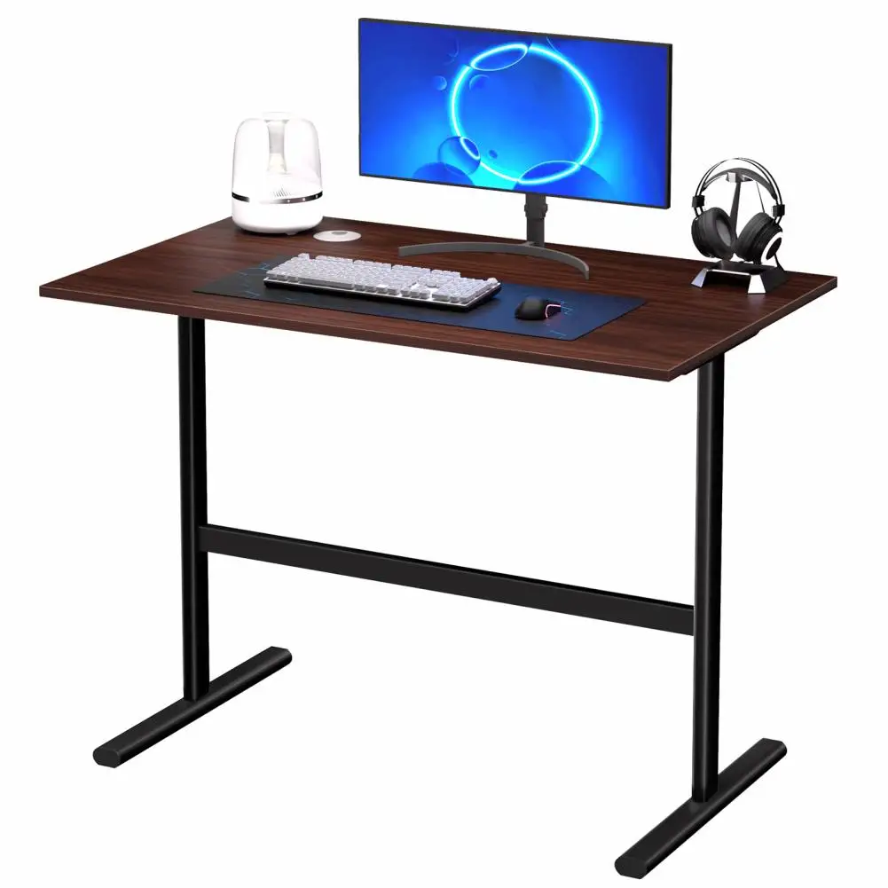 Computer Desk, I-shaped Metal Frame Home Office Study Desk, Bedroom Student Study Table, Office Dormitory Small Table