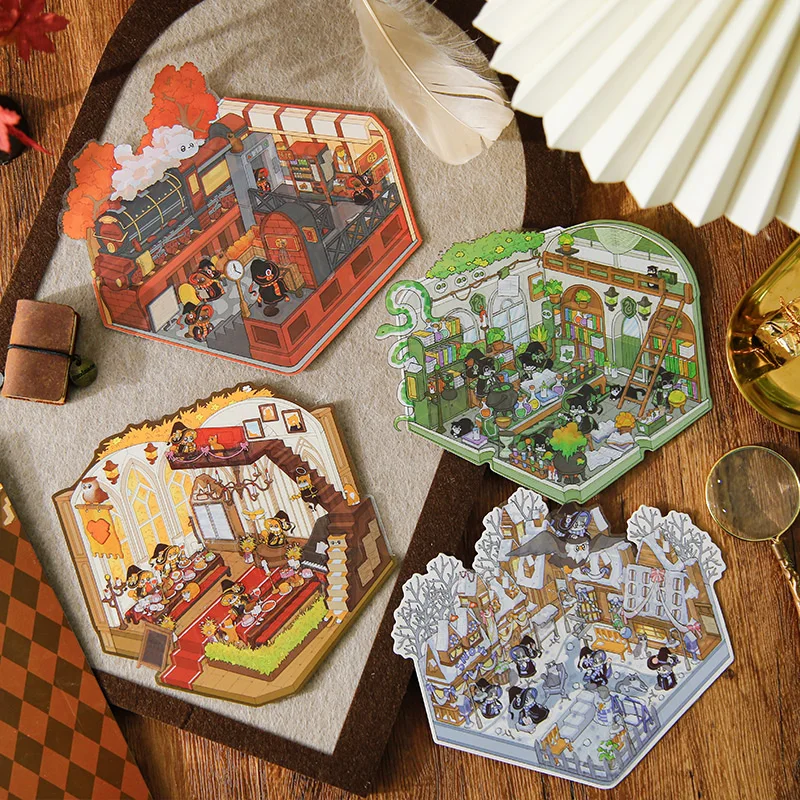 

1 стиль, 12 шт./пакет, милые креативные 3D живописные наклейки, набор наклеек для декупажа, сделай сам, развлечения и отдых