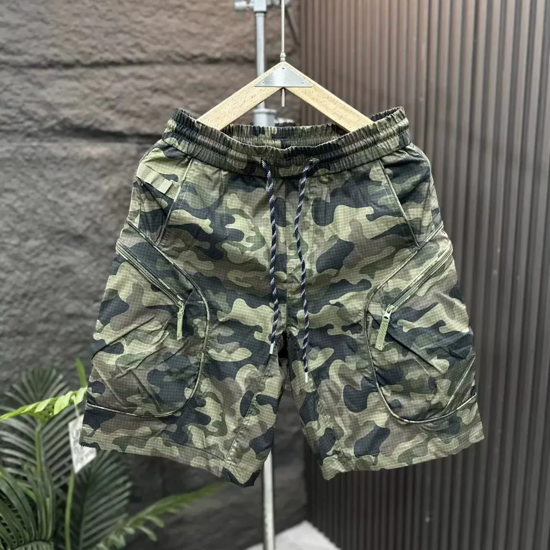 

Casual Camouflage Workwear Shorts Men's Summer Zipper Pocket Loose Straight Five-Quarter Length Polyester Fiber Youth Fashion