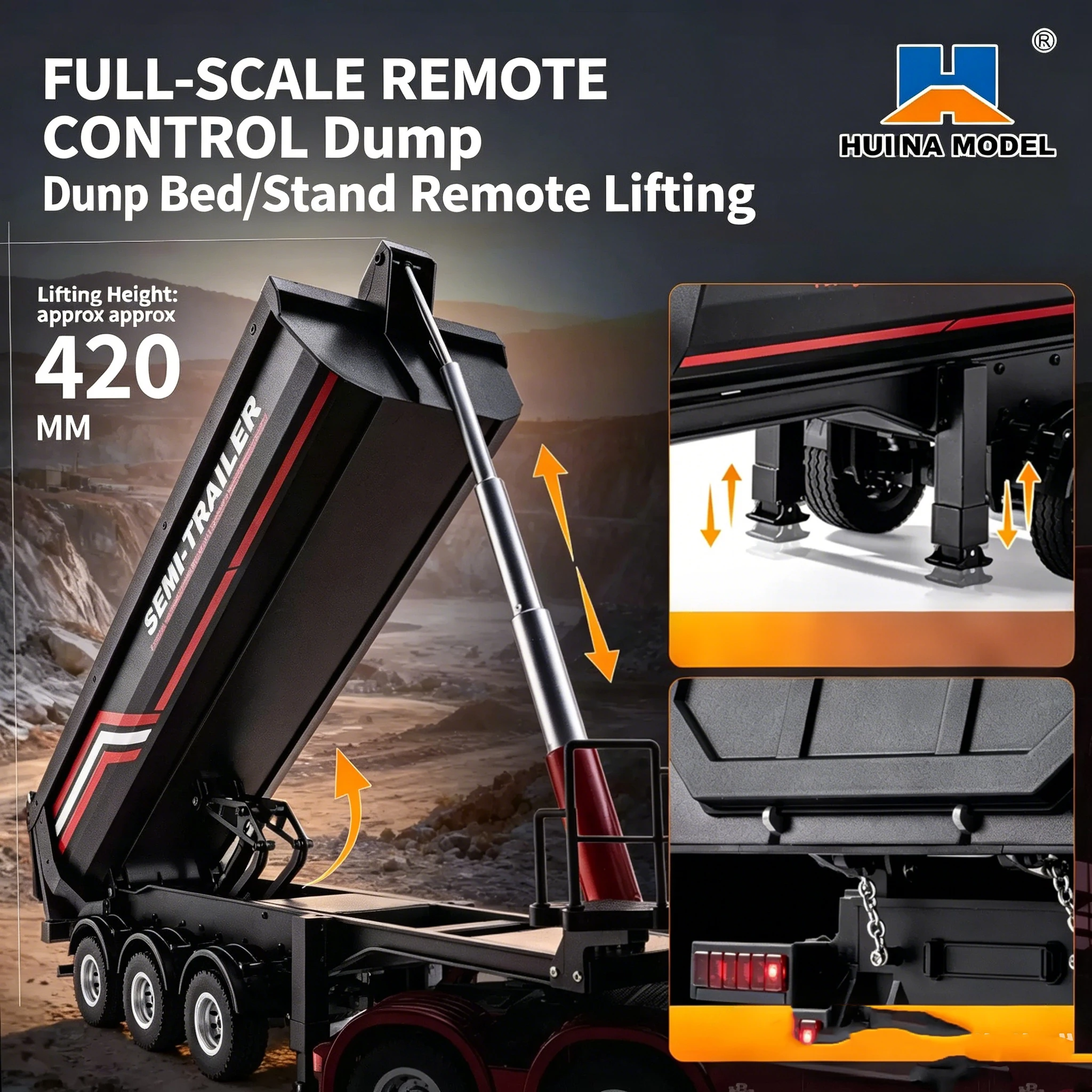 HUINA 1509 1/18 19CH รถกึ่งพ่ว - Dump Truck Toy บทวิจารณ์และราคา