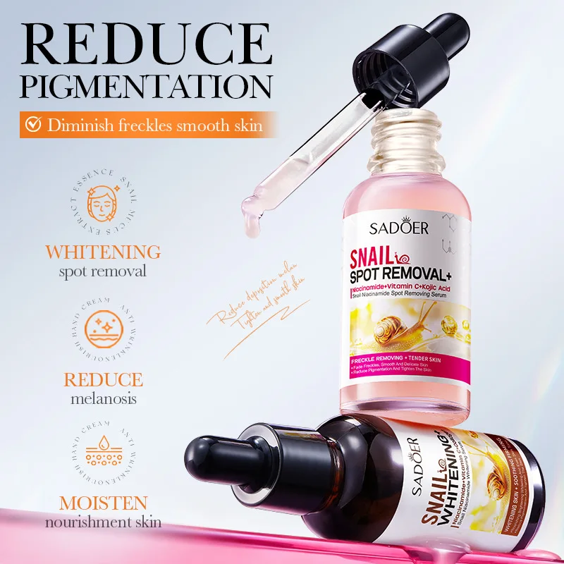 2pcs/Kit SADOER Snail Collagen Face Serum Sets Anti Wrinkles Moisturizing Anti-Aging Nicotinamide Whitening Facial Essence Set