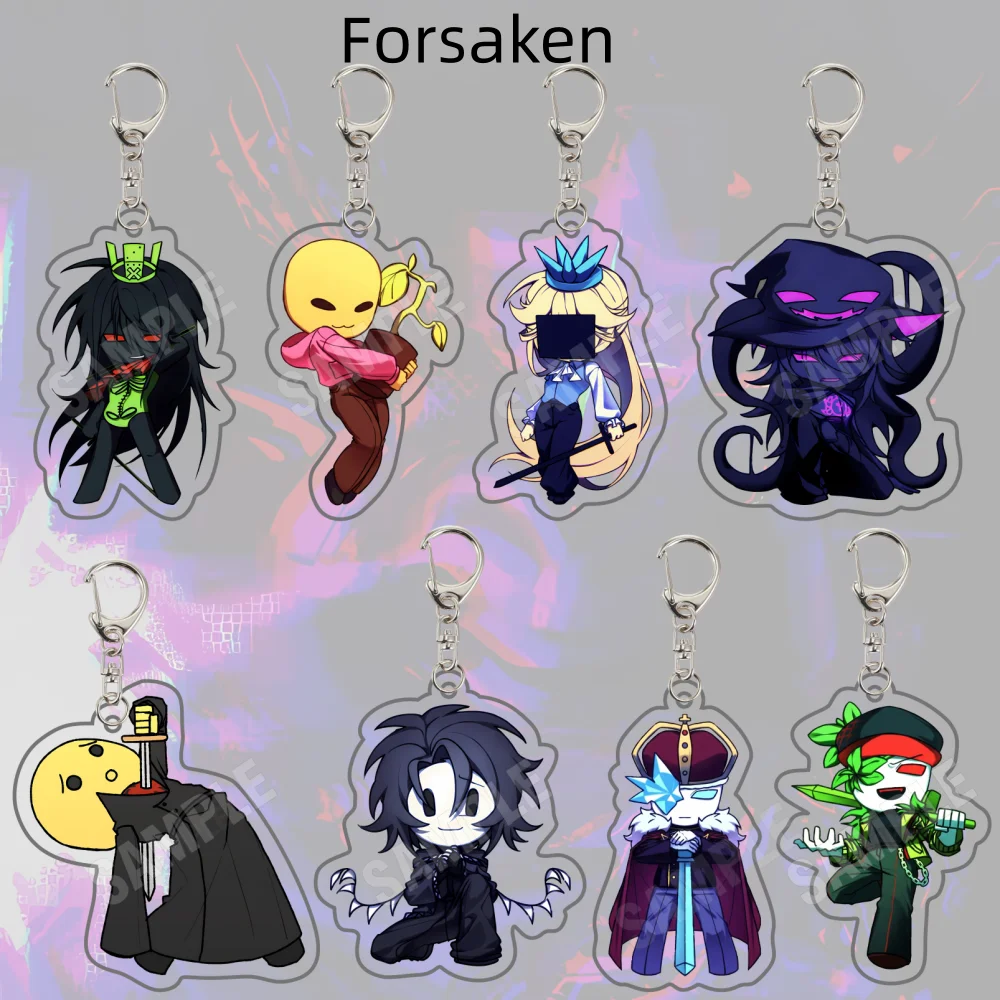 Game Forsaken Two Time 6CM Double Sided Acrylic Keychain Noli Elliot Collectible Gift for Horror Fans Spooky Chibi Ver
