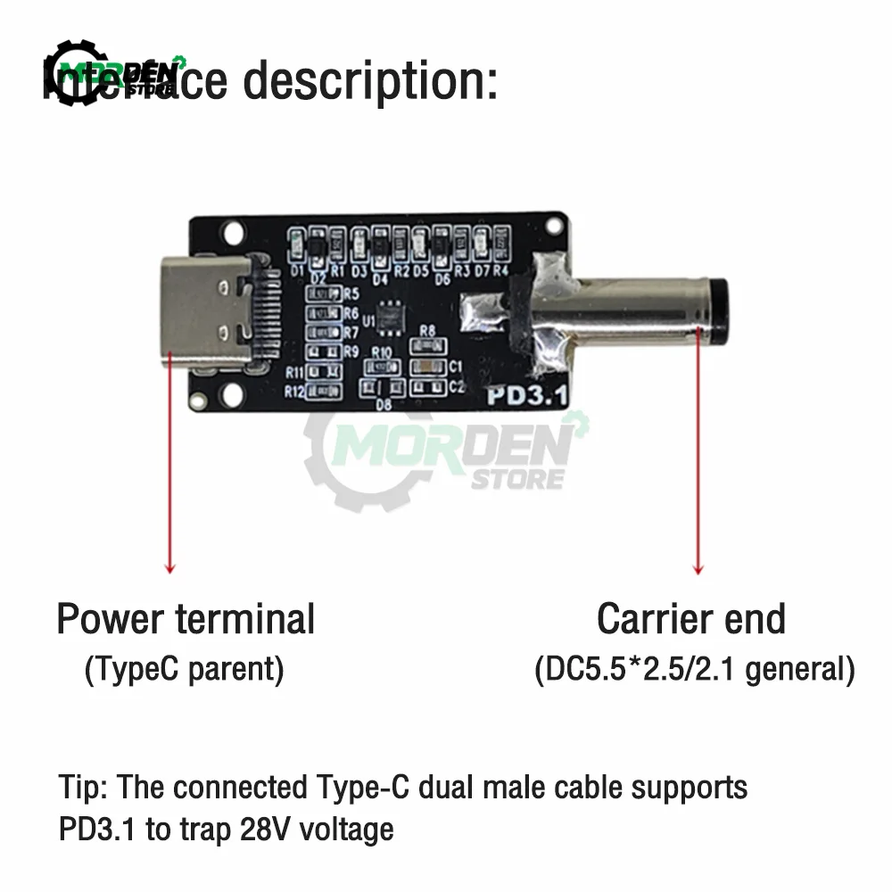 QC/PD 2.0 3.0 PD3.1 5V/12V/20V/28V type-c telefon komórkowy szybka ładowarka wabik tablica wyzwalacza Adapter Step Down Buck moduł Boost