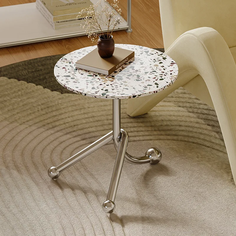 Corner, small round table, sofa edge, stainless steel edge