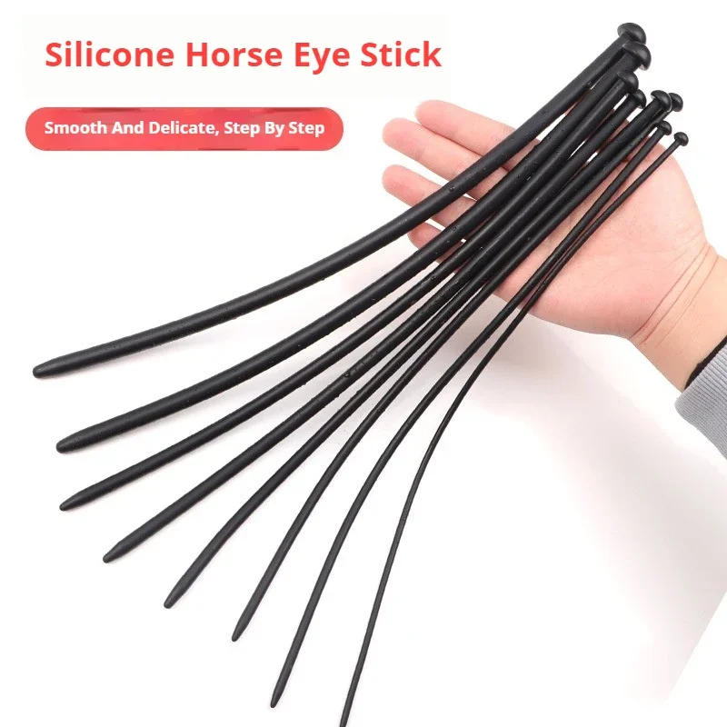 8Size Silicone Glossy Horse Eye Stick Urethran Expander Sextoys SM Penis Plug Men Urethra Masturbation Stimulator Adult Supplies