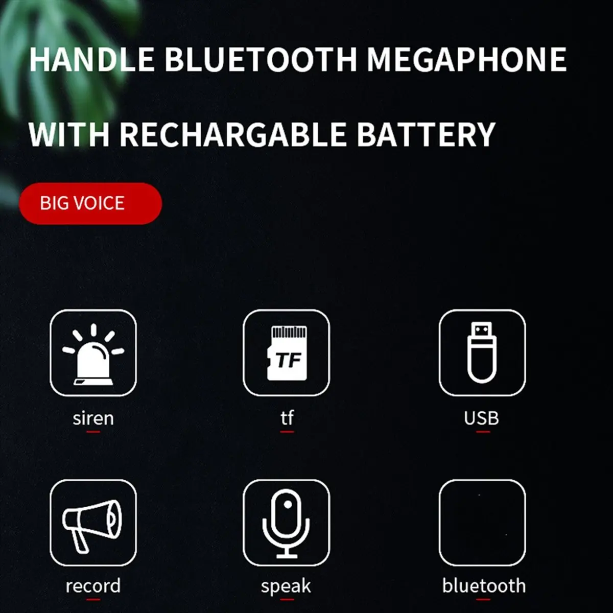 New Speaker 100W Power Portable Bullhorn Megaphone Voice Siren/Alarm Modes Volume Control USB Flash Drive TF Card BT