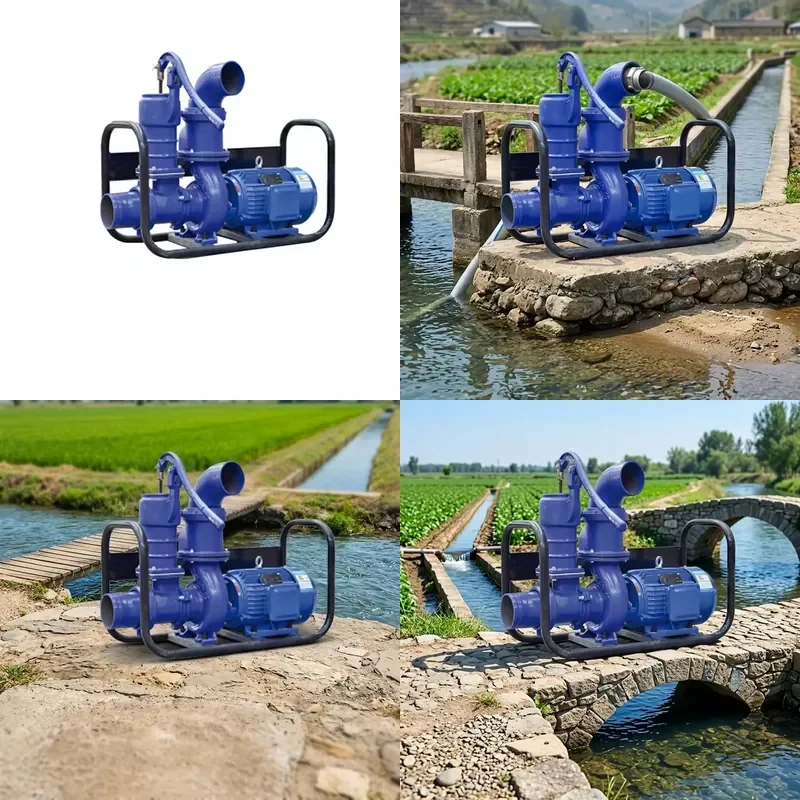 Lightweight 5.5kW 4-Inch High Pressure 80m Head Iron Construction Water Pump Hand Primer Type for Agricultural