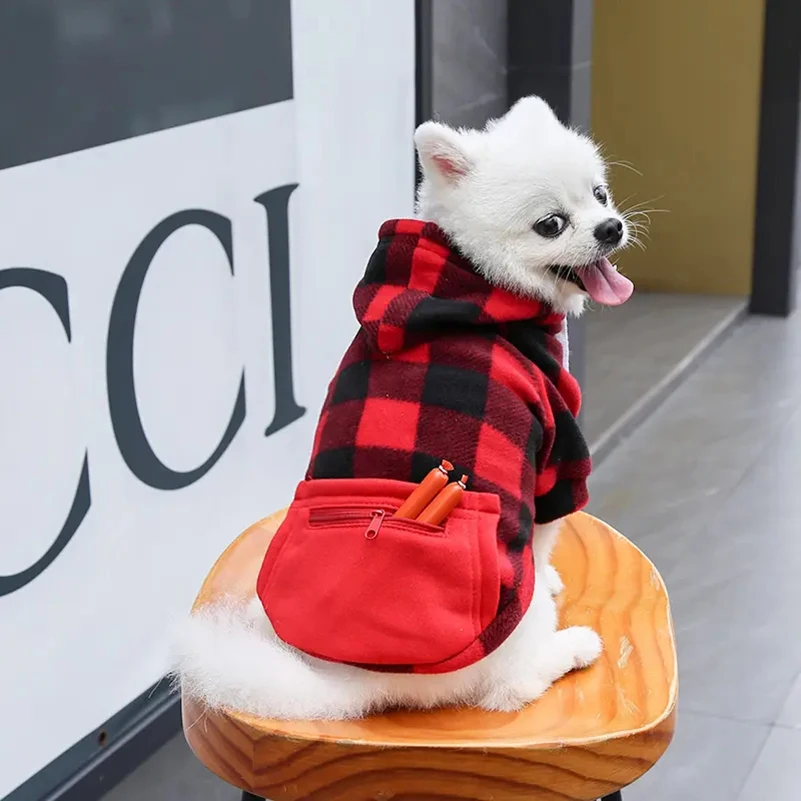 Ropa cálida de invierno para mascotas, abrigo con bolsillo, Sudadera con capucha para perros pequeños, medianos, Grandes, Chihuahua, chaquetas de