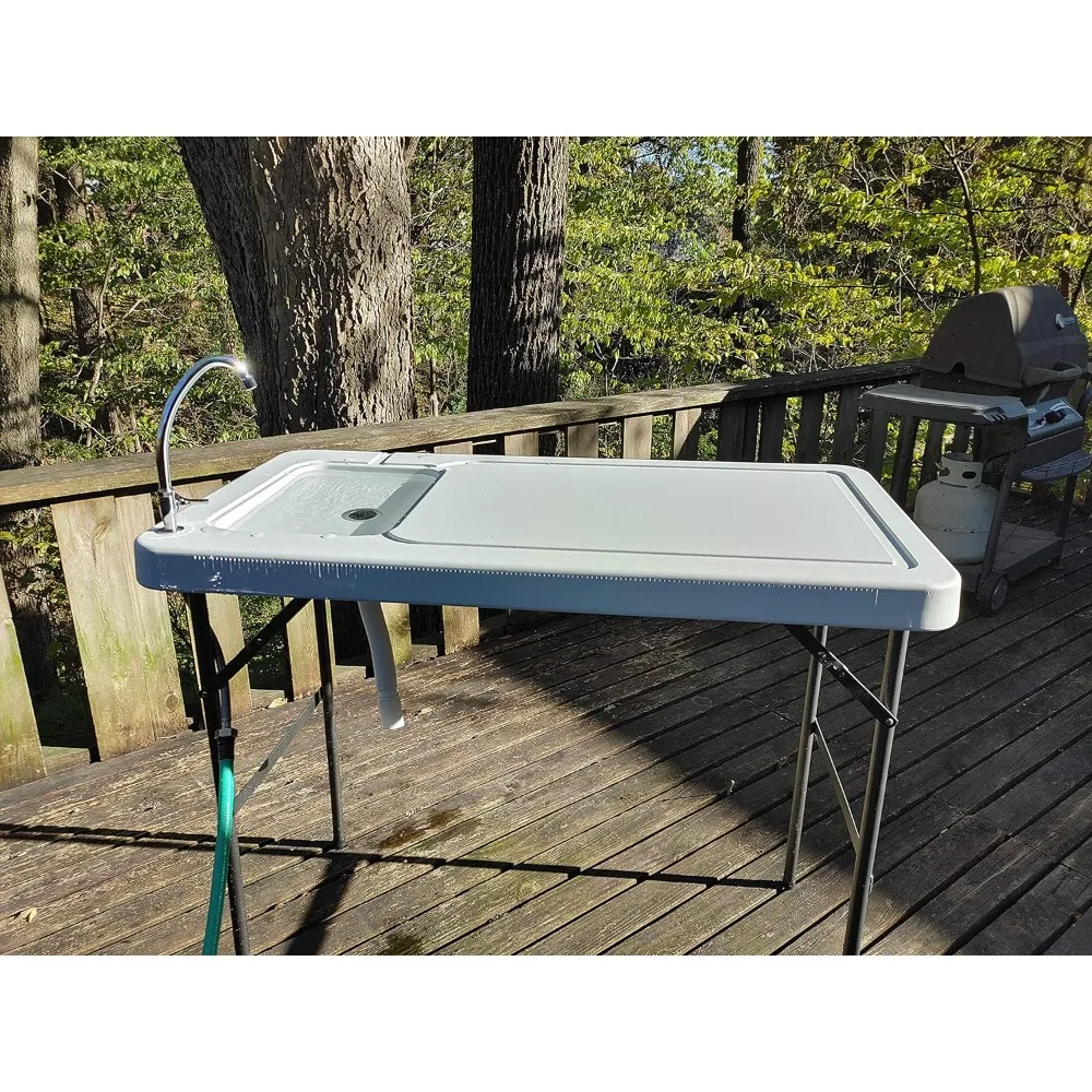 Fish and Game Cleaning Table with Sink and Folding Legs