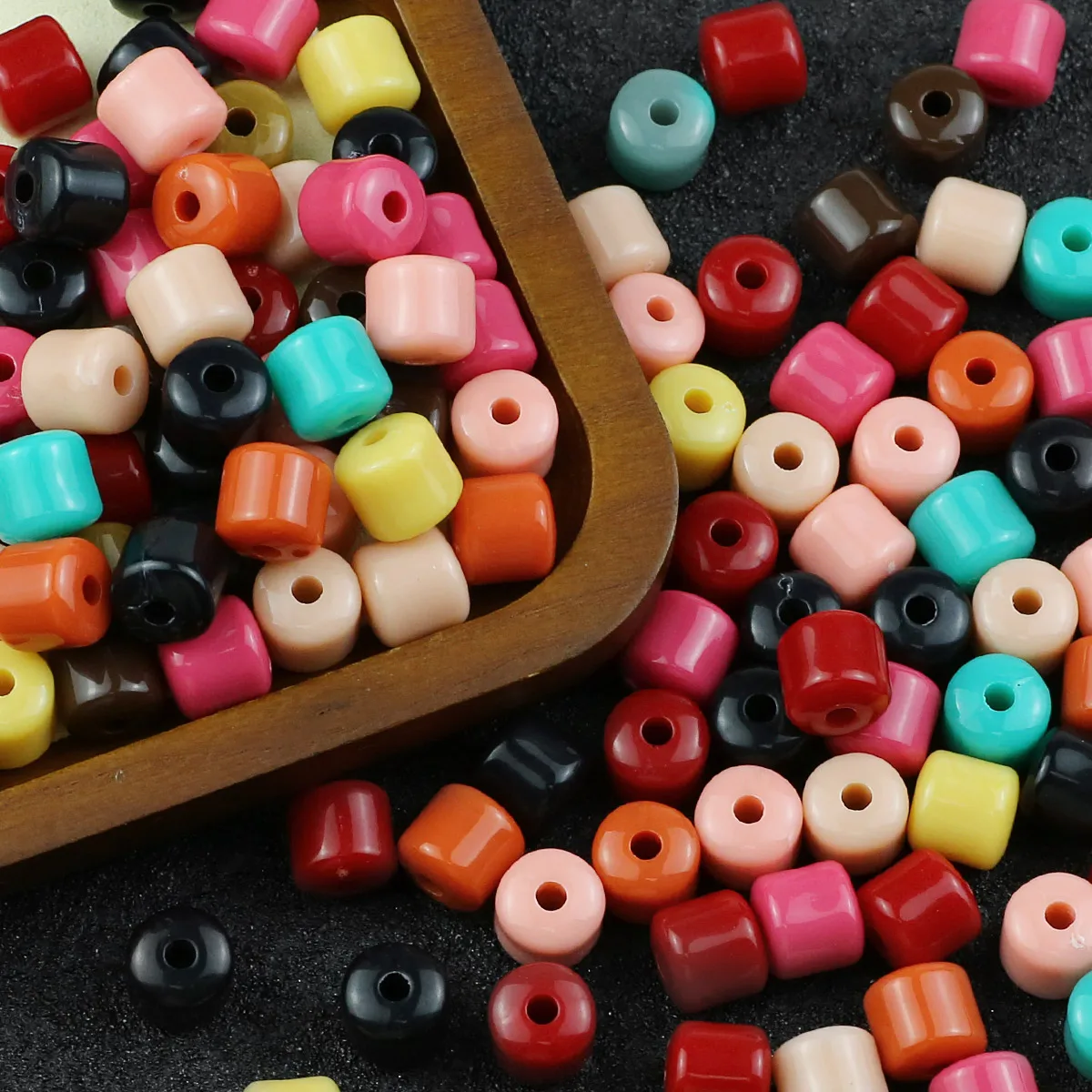 Mixed Colours Acrylic Beads Cylinder Spacer Loose Beads For Jewelry Making Bracelets Necklaces Diy Crafts Accessories 50/100pcs