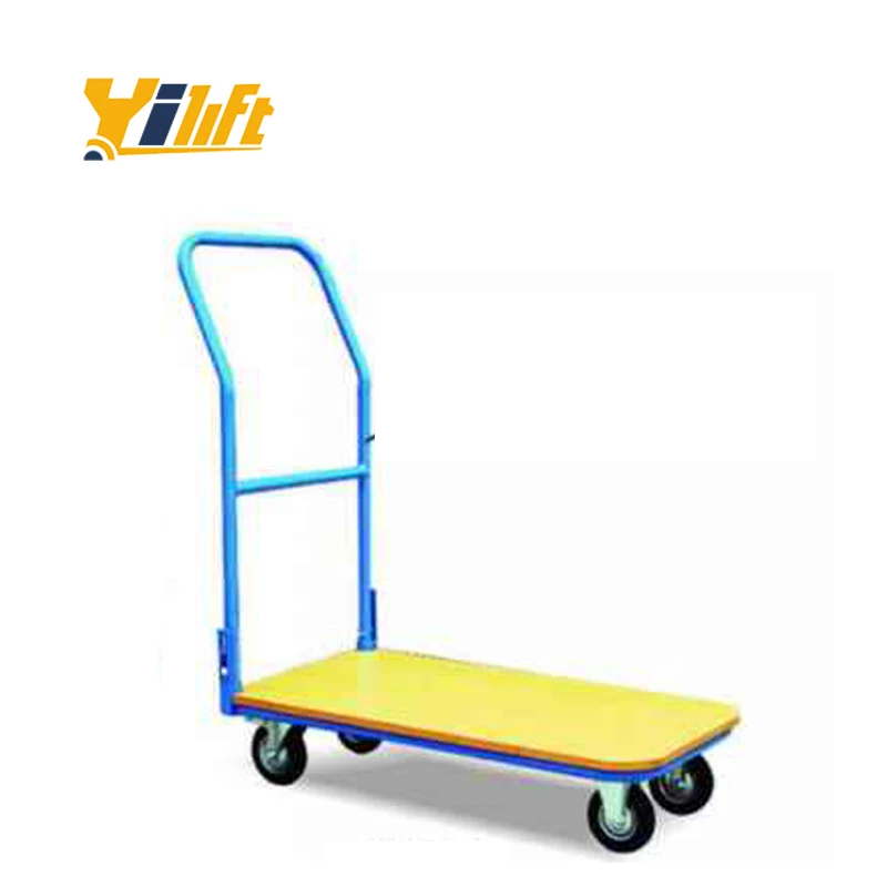 2026 Stable Hot Sale Easy Move Wood Swivel Brakes Castors 500KG Capacity Platform Hand Trolley