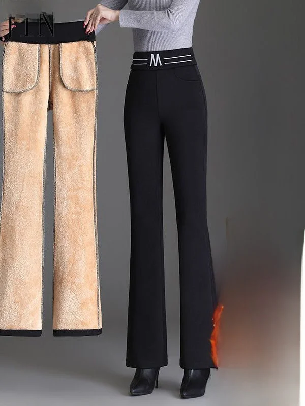 

Женские повседневные брюки Slim Fit с широкими штанинами, осенне-зимние, с высокой талией, прямые, в корейском стиле, деловые, однотонные