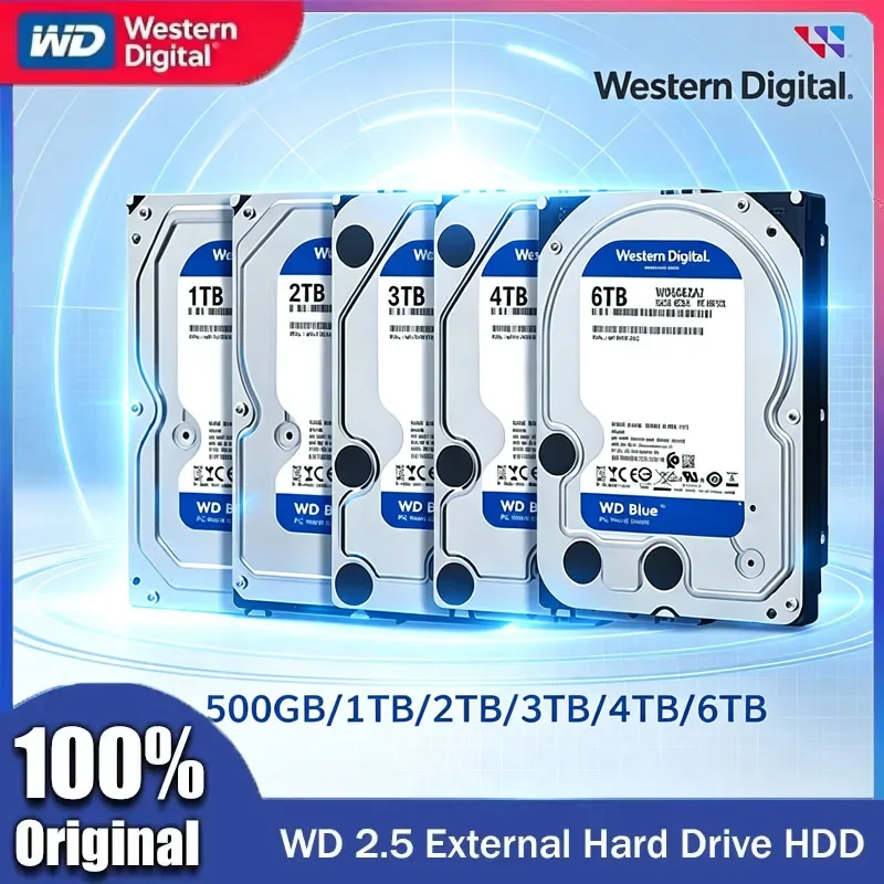 WD Blue 3.5 Inch SATA III Hard Drive 500GB 1TB 2TB 4TB 6TB 5400RPM Internal HDD Desktop PC CCTV Surveillance Storage Hard Disk