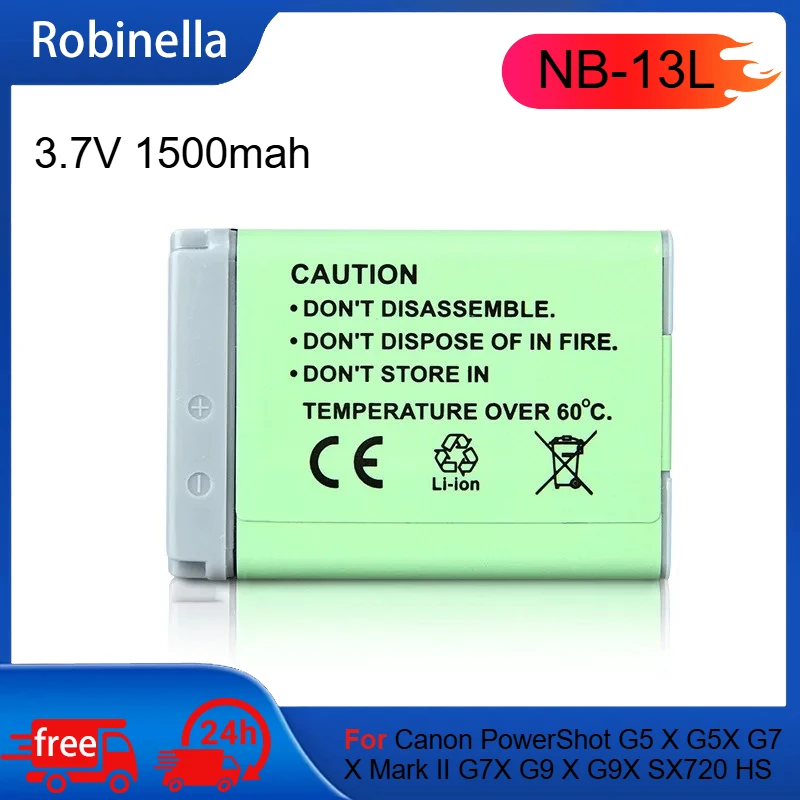 3.7V 1500mah Camera Battery NB-13L NB 13L Replace Battery for Canon PowerShot G5 X G5X G7 X Mark II G7X G9 X G9X SX720 HS