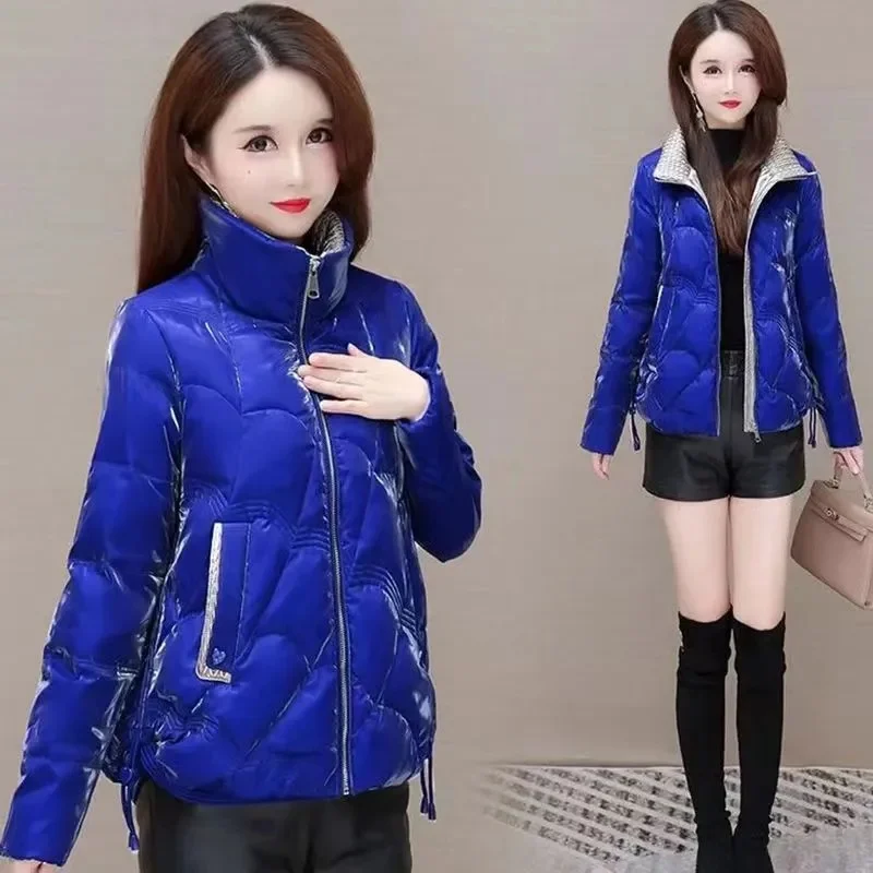 Fashion Bright Colorful Down Cotton-Padded Jacket Women's Short Korean Loose 3XL Female Parka Winter Coat Thick Stitching Jacket