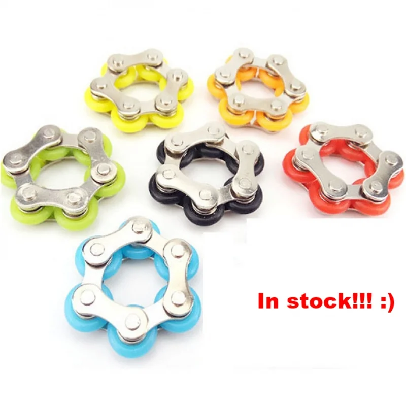 Hot sale Stress Relief Flippy Rubber Roller key ring toy hand spinner Bike 6 Chain Fidget Toy