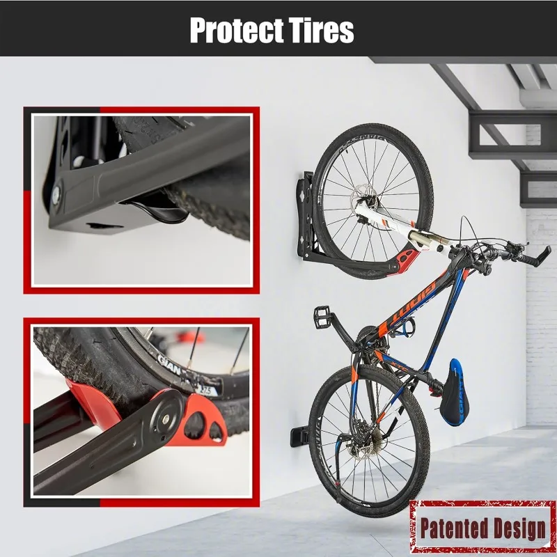 BIKEPAL Swivel Bike Racks, No Lifting Wall Mounted Bike Storage Solution for Home, Garage Bike Hanger,