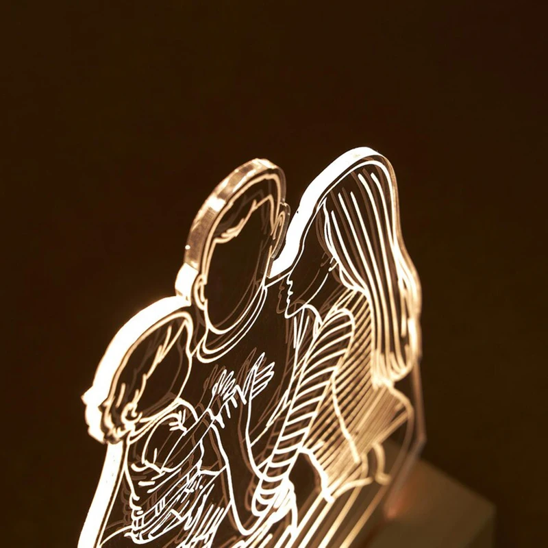 Custom 3D Engraved Portrait LED Mood Light Acrylic Room Decor Personalized Photo Gift for Family Friends Couples Anniversary