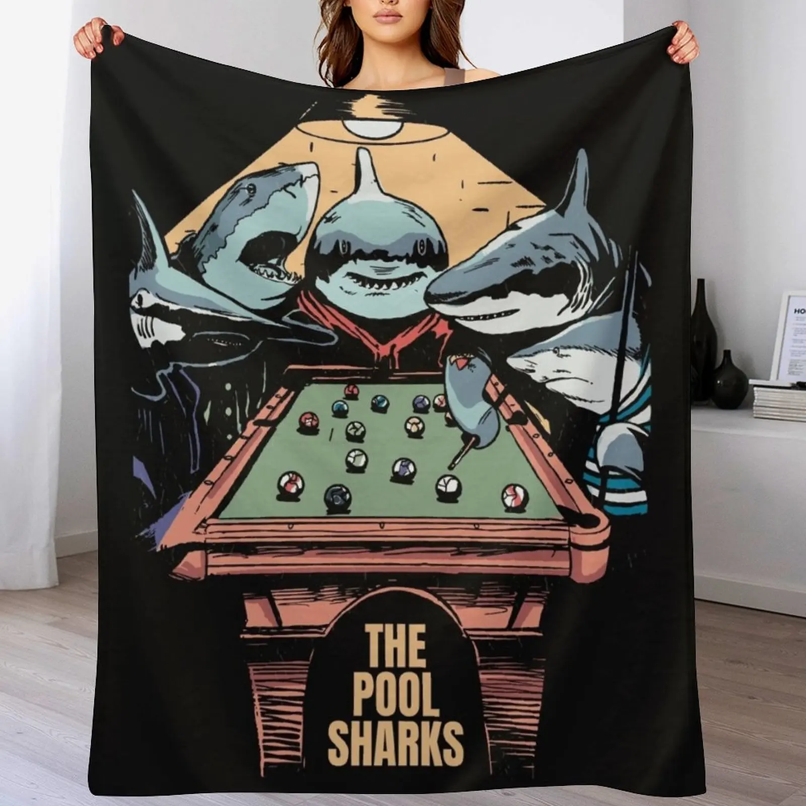 

The Pool Sharks // Funny Parody Painting Throw Blanket Cozy Throw Blanket for Bed Sofa Chair