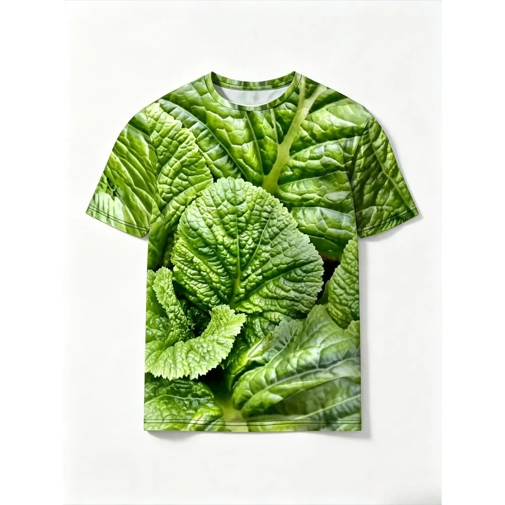 3D Vegetable Leaf Full Print Men T Shirt Funny Novelty Streetwear Casual Loose Summer Short Sleeve Tee