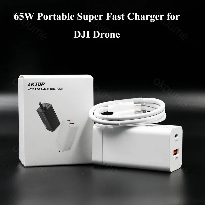 

65W Super Fast Charging Adapter for DJI Mavic 3 Series USB-A Type-C Charger for DJI Air 3/Avata/Goggles 2 Battery/ Mini 2 / 2 SE