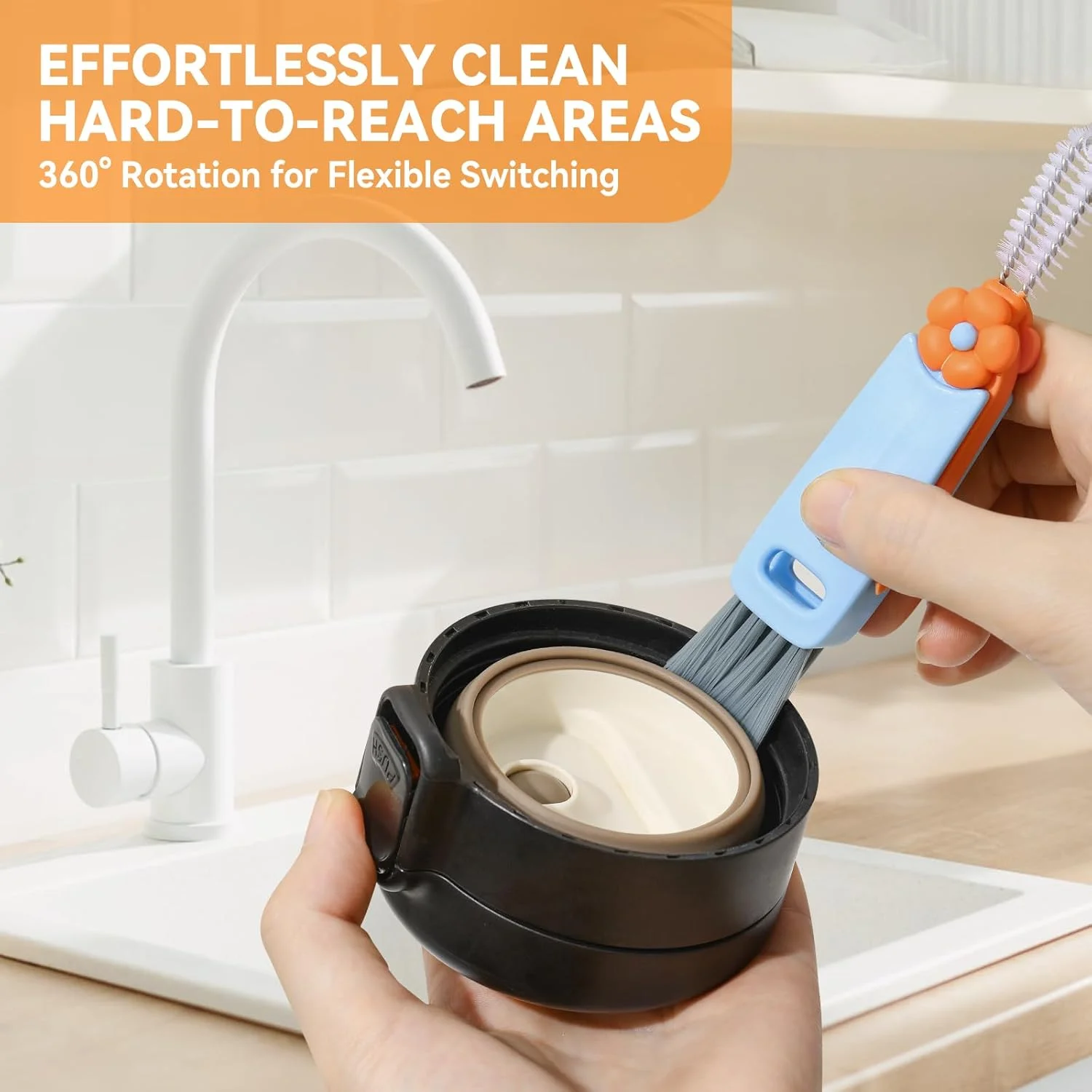 in 1 Cup Lid Gap Cleaning Brush Set, Multifunctional Bottle Cleaning Brush, Cup Lid Gap Cleaner,   Crevice Cleaning Brush Tools